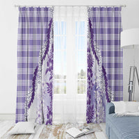 Aloha Hawaii Palaka Window Curtain Purple Plumeria Lei - Polynesian Pride