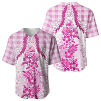 Aloha Hawaii Palaka Baseball Jersey Pink Plumeria Lei LT05 - Polynesian Pride
