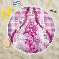 Aloha Hawaii Palaka Beach Blanket Pink Plumeria Lei - Polynesian Pride