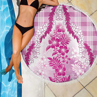 Aloha Hawaii Palaka Beach Blanket Pink Plumeria Lei - Polynesian Pride