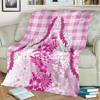 Aloha Hawaii Palaka Blanket Pink Plumeria Lei - Polynesian Pride