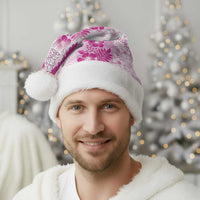 Aloha Hawaii Palaka Christmas Santa Hat Pink Plumeria Lei - Polynesian Pride