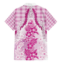 Aloha Hawaii Palaka Family Matching Mermaid Dress and Hawaiian Shirt Pink Plumeria Lei - Polynesian Pride