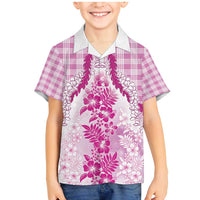 Aloha Hawaii Palaka Family Matching Mermaid Dress and Hawaiian Shirt Pink Plumeria Lei - Polynesian Pride