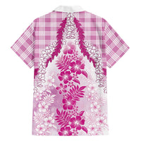 Aloha Hawaii Palaka Family Matching Tank Maxi Dress and Hawaiian Shirt Pink Plumeria Lei LT05 - Polynesian Pride