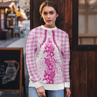 Aloha Hawaii Palaka Ugly Christmas Sweater Pink Plumeria Lei - Polynesian Pride