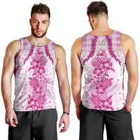 Aloha Hawaii Palaka Men Tank Top Pink Plumeria Lei - Polynesian Pride