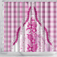 Aloha Hawaii Palaka Shower Curtain Pink Plumeria Lei - Polynesian Pride