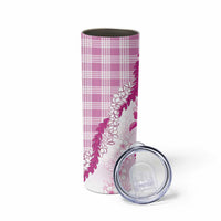 Aloha Hawaii Palaka Skinny Tumbler Pink Plumeria Lei - Polynesian Pride