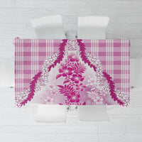 Aloha Hawaii Palaka Tablecloth Pink Plumeria Lei - Polynesian Pride