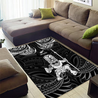 New Zealand Maori Taiaha Area Rug Tiki Warrior Black LT05 - Polynesian Pride