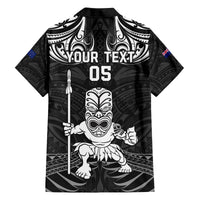 Custom New Zealand Maori Taiaha Family Matching Tank Maxi Dress and Hawaiian Shirt Tiki Warrior Black LT05 - Polynesian Pride