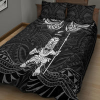 New Zealand Maori Taiaha Quilt Bed Set Tiki Warrior Black LT05 - Polynesian Pride