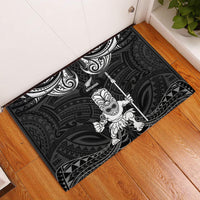 New Zealand Maori Taiaha Rubber Doormat Tiki Warrior Black LT05 Black - Polynesian Pride