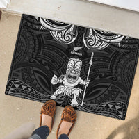 New Zealand Maori Taiaha Rubber Doormat Tiki Warrior Black LT05 - Polynesian Pride