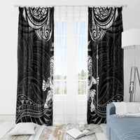 New Zealand Maori Taiaha Window Curtain Tiki Warrior Black LT05 - Polynesian Pride
