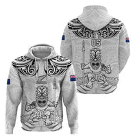 Custom New Zealand Maori Taiaha Hoodie Tiki Warrior White LT05 - Polynesian Pride