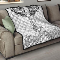 New Zealand Maori Taiaha Quilt Tiki Warrior White LT05 - Polynesian Pride