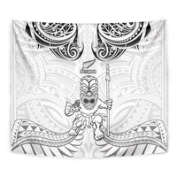 New Zealand Maori Taiaha Tapestry Tiki Warrior White LT05 - Polynesian Pride