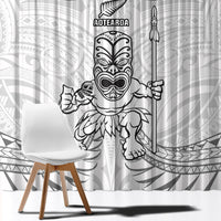 New Zealand Maori Taiaha Window Curtain Tiki Warrior White LT05 - Polynesian Pride