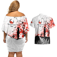 Kei Wareware Tatou New Zealand ANZAC Day Couples Matching Off Shoulder Short Dress and Hawaiian Shirt Lest We Forget LT05 - Polynesian Pride