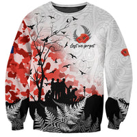 Kei Wareware Tatou New Zealand ANZAC Day Sweatshirt Lest We Forget LT05 Unisex White - Polynesian Pride