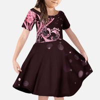 New Zealand Valentine Family Matching Tank Maxi Dress and Hawaiian Shirt Aroha Sweet Pink Piwakawaka LT05 Daughter's Dress Pink - Polynesian Pride