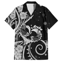 New Zealand Valentine Family Matching Tank Maxi Dress and Hawaiian Shirt Aroha Gray Piwakawaka LT05 Dad's Shirt - Short Sleeve Gray - Polynesian Pride