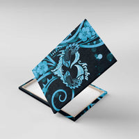 New Zealand Valentine Canvas Wall Art Aroha Cyan Piwakawaka