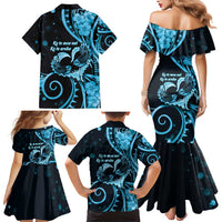 New Zealand Valentine Family Matching Mermaid Dress and Hawaiian Shirt Aroha Cyan Piwakawaka
