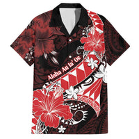 Personalised Hawaii Valentine Day Family Matching Off Shoulder Short Dress and Hawaiian Shirt Polynesian Hibiscus Art Style Red LT05 Dad's Shirt - Short Sleeve Red - Polynesian Pride
