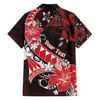 Personalised Hawaii Valentine Day Family Matching Tank Maxi Dress and Hawaiian Shirt Polynesian Hibiscus Art Style Red LT05 - Polynesian Pride