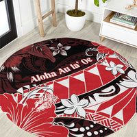 Hawaii Valentine Day Round Carpet Polynesian Hibiscus Art Style Red LT05 Red - Polynesian Pride
