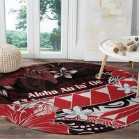 Hawaii Valentine Day Round Carpet Polynesian Hibiscus Art Style Red LT05 - Polynesian Pride