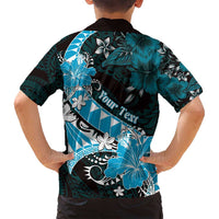 Personalised Hawaii Valentine Day Family Matching Summer Maxi Dress and Hawaiian Shirt Polynesian Hibiscus Art Style Turquoise LT05 - Polynesian Pride