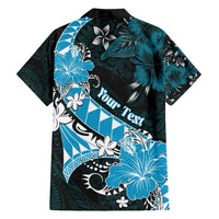 Personalised Hawaii Valentine Day Family Matching Summer Maxi Dress and Hawaiian Shirt Polynesian Hibiscus Art Style Turquoise LT05 - Polynesian Pride