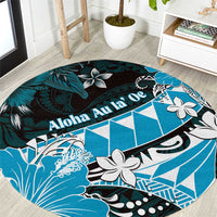 Hawaii Valentine Day Round Carpet Polynesian Hibiscus Art Style Turquoise LT05 Turquoise - Polynesian Pride