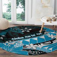 Hawaii Valentine Day Round Carpet Polynesian Hibiscus Art Style Turquoise LT05 - Polynesian Pride