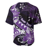 Personalised Hawaii Valentine Day Baseball Jersey Polynesian Hibiscus Art Style Purple LT05 - Polynesian Pride
