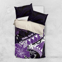 Hawaii Valentine Day Bedding Set Polynesian Hibiscus Art Style Purple