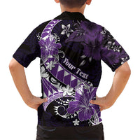 Personalised Hawaii Valentine Day Kid Hawaiian Shirt Polynesian Hibiscus Art Style Purple LT05 - Polynesian Pride