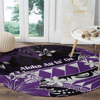 Hawaii Valentine Day Round Carpet Polynesian Hibiscus Art Style Purple LT05 - Polynesian Pride
