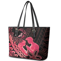 Alofa Samoa Valentine Red Leather Tote Bag Love Is The Greatest Thing LT05 - Polynesian Pride