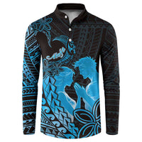 Alofa Samoa Valentine Blue Button Sweatshirt Love Is The Greatest Thing LT05 Blue - Polynesian Pride