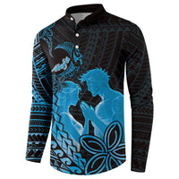 Alofa Samoa Valentine Blue Button Sweatshirt Love Is The Greatest Thing LT05 - Polynesian Pride