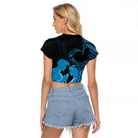 Alofa Samoa Valentine Blue Raglan Cropped T Shirt Love Is The Greatest Thing LT05 - Polynesian Pride