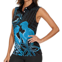 Alofa Samoa Valentine Blue Women Sleeveless Polo Shirt Love Is The Greatest Thing