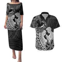 Alofa Samoa Valentine Black Couples Matching Puletasi and Hawaiian Shirt Love Is The Greatest Thing LT05 Black - Polynesian Pride