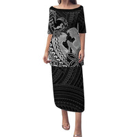 Alofa Samoa Valentine Black Puletasi Love Is The Greatest Thing LT05 Long Dress Black - Polynesian Pride