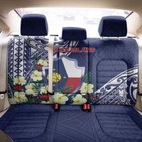 Wake Island Back Car Seat Cover Tribal Pattern With Hibiscus Flowers